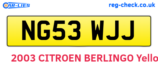 NG53WJJ are the vehicle registration plates.