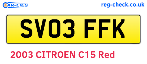 SV03FFK are the vehicle registration plates.