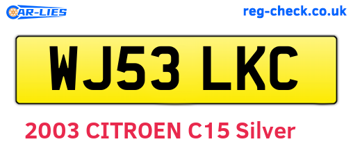 WJ53LKC are the vehicle registration plates.