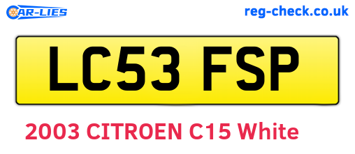 LC53FSP are the vehicle registration plates.