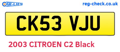 CK53VJU are the vehicle registration plates.