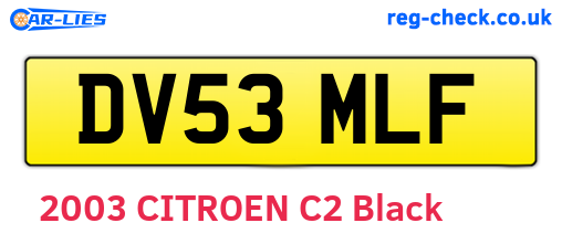 DV53MLF are the vehicle registration plates.