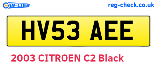 HV53AEE are the vehicle registration plates.