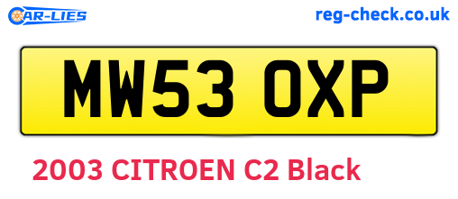 MW53OXP are the vehicle registration plates.