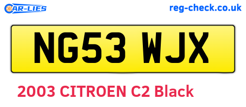 NG53WJX are the vehicle registration plates.