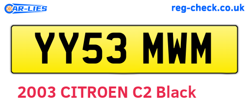 YY53MWM are the vehicle registration plates.