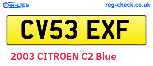CV53EXF are the vehicle registration plates.