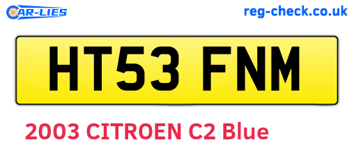 HT53FNM are the vehicle registration plates.