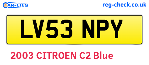 LV53NPY are the vehicle registration plates.