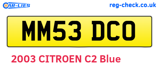 MM53DCO are the vehicle registration plates.