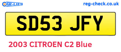 SD53JFY are the vehicle registration plates.