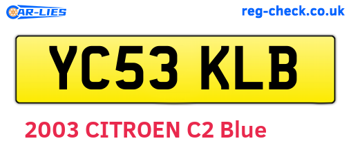 YC53KLB are the vehicle registration plates.