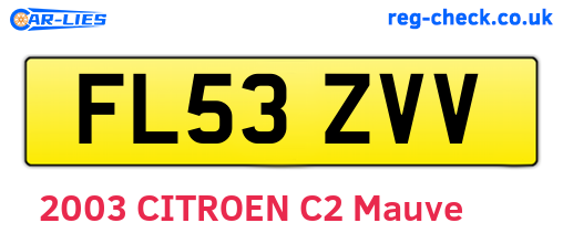 FL53ZVV are the vehicle registration plates.