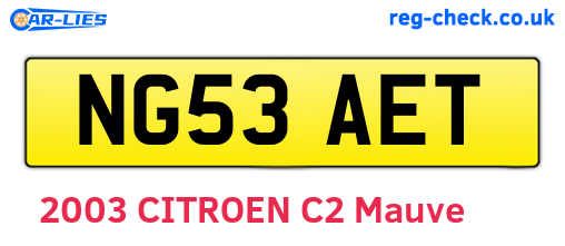 NG53AET are the vehicle registration plates.