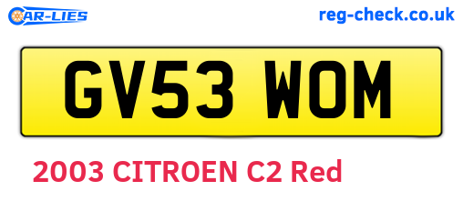 GV53WOM are the vehicle registration plates.