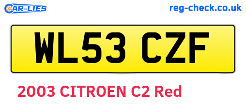 WL53CZF are the vehicle registration plates.