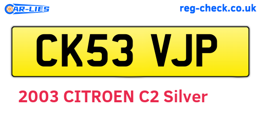 CK53VJP are the vehicle registration plates.