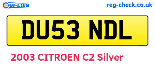 DU53NDL are the vehicle registration plates.