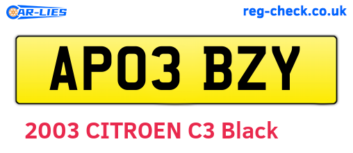 AP03BZY are the vehicle registration plates.