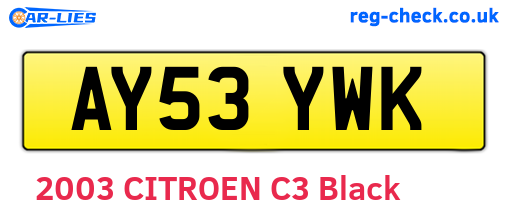AY53YWK are the vehicle registration plates.
