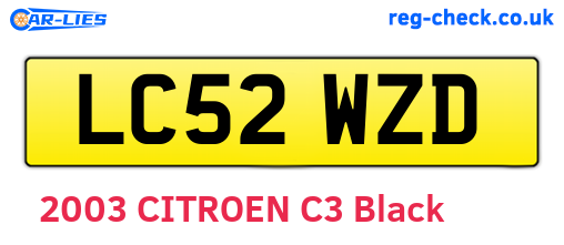 LC52WZD are the vehicle registration plates.