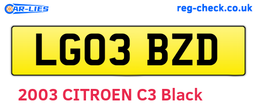 LG03BZD are the vehicle registration plates.