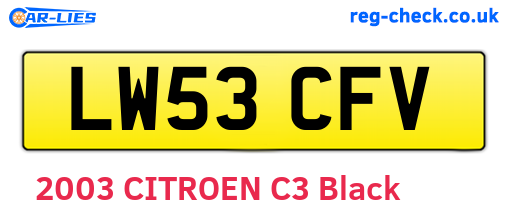 LW53CFV are the vehicle registration plates.