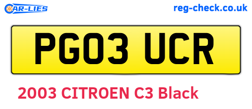PG03UCR are the vehicle registration plates.