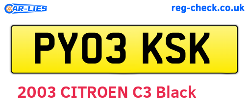 PY03KSK are the vehicle registration plates.