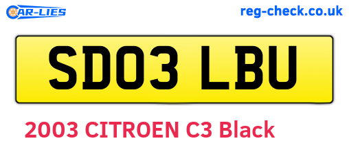 SD03LBU are the vehicle registration plates.