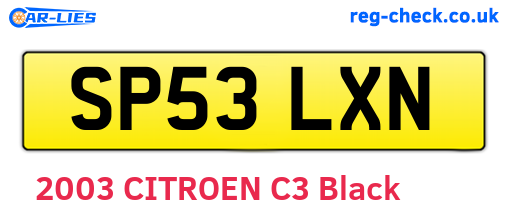 SP53LXN are the vehicle registration plates.