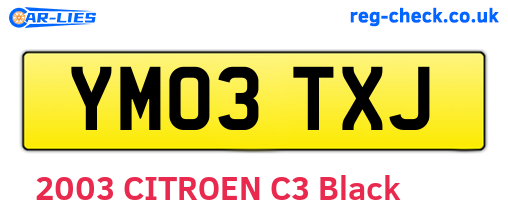 YM03TXJ are the vehicle registration plates.