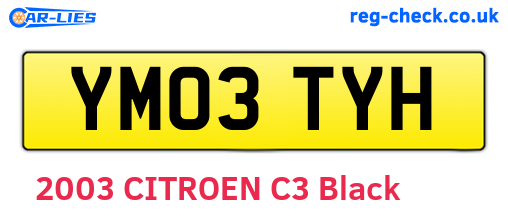 YM03TYH are the vehicle registration plates.