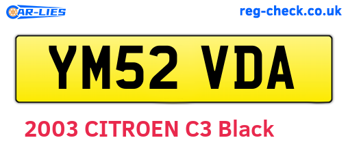 YM52VDA are the vehicle registration plates.