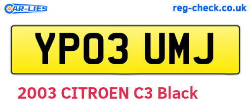 YP03UMJ are the vehicle registration plates.