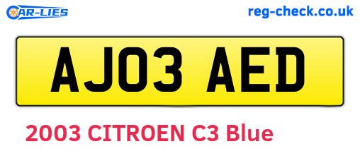 AJ03AED are the vehicle registration plates.
