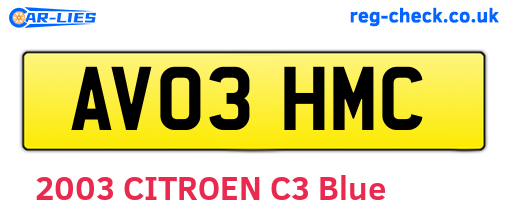 AV03HMC are the vehicle registration plates.