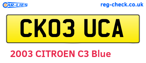 CK03UCA are the vehicle registration plates.