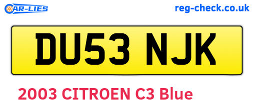 DU53NJK are the vehicle registration plates.