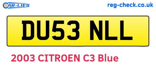 DU53NLL are the vehicle registration plates.