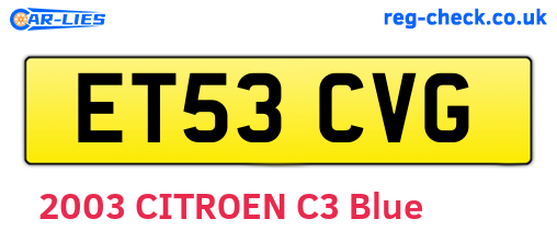 ET53CVG are the vehicle registration plates.
