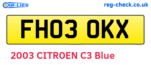 FH03OKX are the vehicle registration plates.