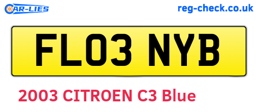 FL03NYB are the vehicle registration plates.