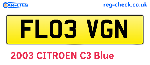 FL03VGN are the vehicle registration plates.