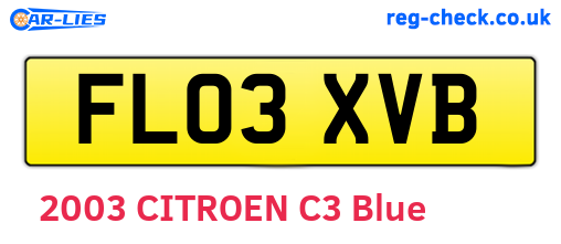 FL03XVB are the vehicle registration plates.
