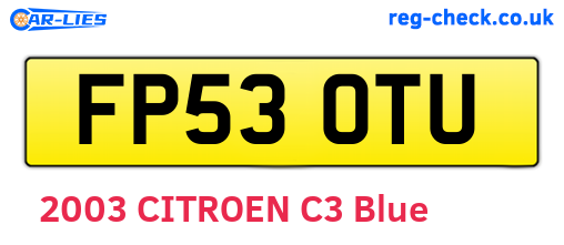 FP53OTU are the vehicle registration plates.