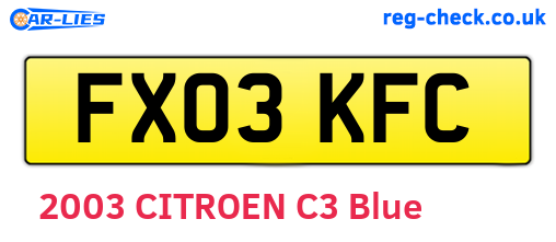 FX03KFC are the vehicle registration plates.