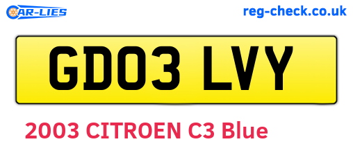 GD03LVY are the vehicle registration plates.