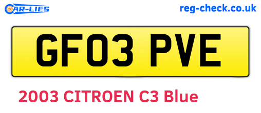 GF03PVE are the vehicle registration plates.