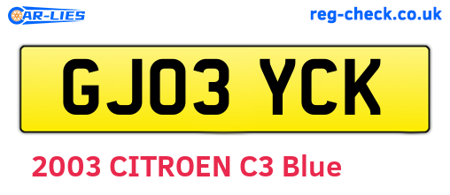 GJ03YCK are the vehicle registration plates.